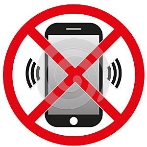 Telephone warning stop sign icon. Phone turn off. Vector