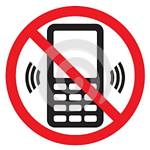 Telephone warning stop sign icon. Push button phone turn off. Vector