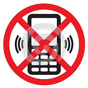 Telephone warning stop sign icon. Push button phone turn off. Vector