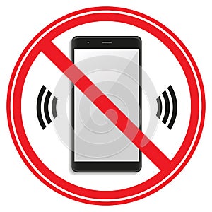 Telephone warning stop sign icon. Push button phone turn off. Vector