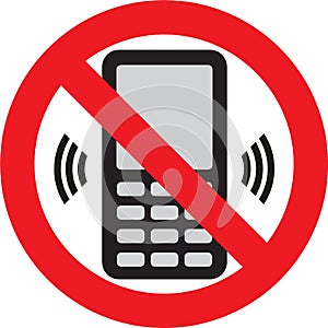 Telephone warning stop sign icon. Push button phone turn off. Vector