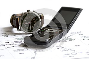 Telephone watch and map