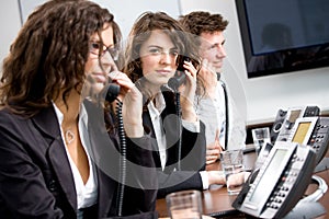 Telephone workers at office