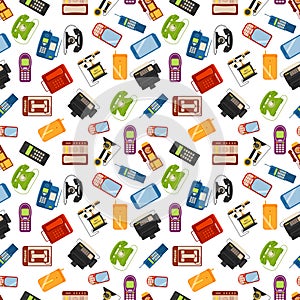 Telephones vector icons seamless pattern