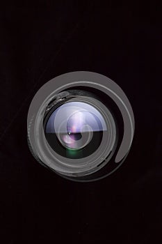 Telephoto lens aperture close up concept