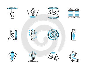 Teleporting icon collection set. Vector illustration with transportation.