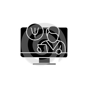 Telepsychiatry glyph icon