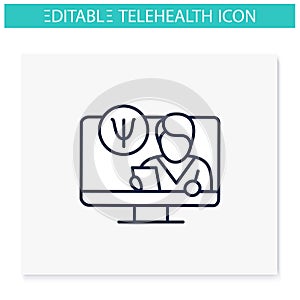 Telepsychiatry line icon