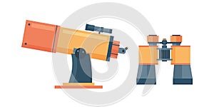 Telescope for astronomy science space discovery instrument vector illustration.