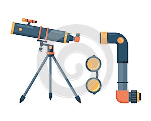 Telescope for astronomy science space discovery instrument vector illustration.