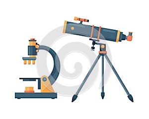 Telescope for astronomy science space discovery instrument vector illustration.