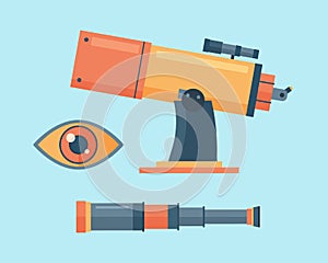 Telescope for astronomy science space discovery instrument vector illustration.