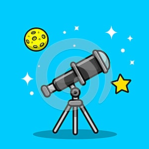 Telescope Astronomy Viewing Illustration