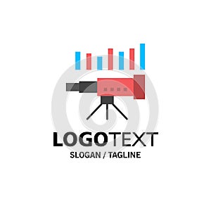 Telescope, Business, Forecast, Forecasting, Market, Trend, Vision Business Logo Template. Flat Color