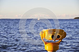 Telescope at the coast of the Greifswalder Bodden at the Baltic Sea