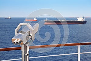Telescope on deck of cruise ship.