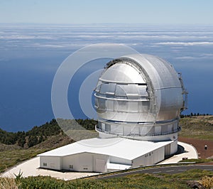 Modern telescope for exploring the cosmos,La Palma, Spain photo