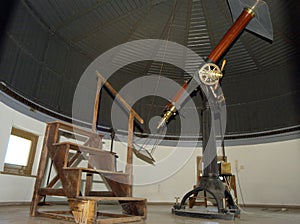 Telescope in a hemispherical dome at the observatory