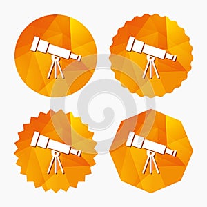 Telescope icon. Spyglass tool symbol.