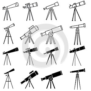 Telescope icon vector. Astronomy illustration sign. Spyglass symbol or logo.