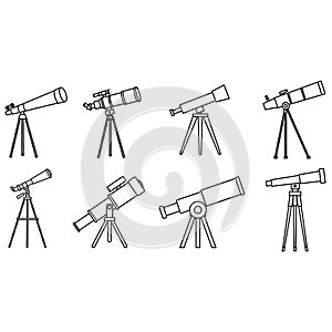 Telescope icon vector. Astronomy illustration sign. Spyglass symbol or logo.