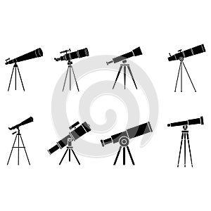 Telescope icon vector. Astronomy illustration sign. Spyglass symbol or logo.