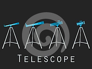 Telescope icons in flat style. Vector