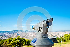 Telescope look at the city Barcelona