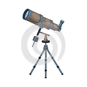 Telescope Optical Device, Astronomy Science Magnifying Equipment Vector Illustration