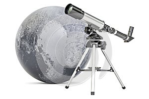 Telescope with Pluto, 3D rendering