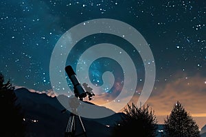 A telescope setup with an astrophotography camera