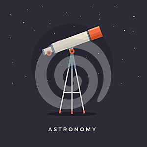 Telescope on support to observe stars. Astronomy.