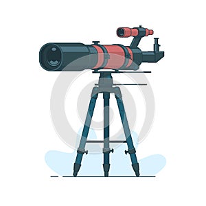 Telescope on support to observe stars. Astronomy. Astronomy mirror telescope. Discovery concept.Spyglass symbol.