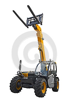 A telescopic handler, also called a telehandler