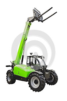 A telescopic handler, also called a telehandler