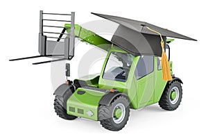 Telescopic handlers with education hat. 3D rendering