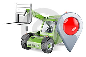 Telescopic handlers with map pointer. 3D rendering