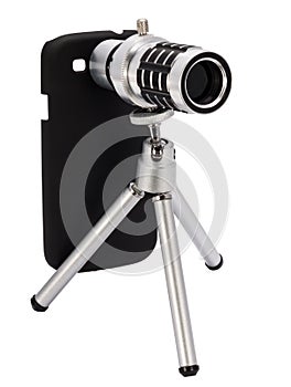 Telescopic lens attachment for a smartphone