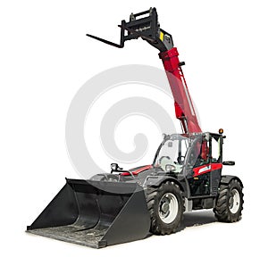 Telescopic loader isolated over white, with clipping path
