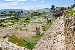 The Telesterion in archaeological site of Eleusis Eleusina in Attica Greece