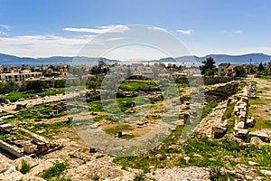 The Telesterion hall in archaeological site of Eleusis Eleusina in Attica Greece