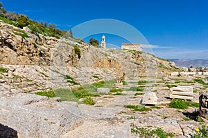 The Telesterion hall in archaeological site of Eleusis Eleusina in Attica Greece