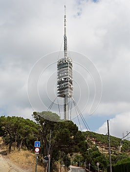 Teletower on Tibidabo mountain in Barcelona, Spain