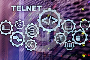 Teletype Network Protocol. Telnet Virtual terminal client. Internet and Network concept. Telnet