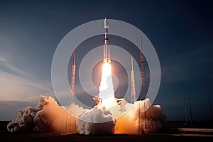 televised live event of the launch of a brand-new satellite, with countdown and liftoff visible on screen