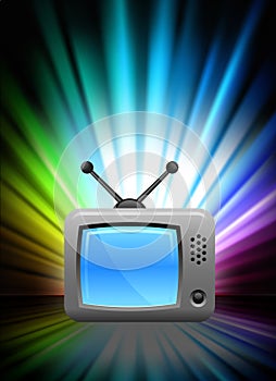 Television on Abstract Spectrum Background