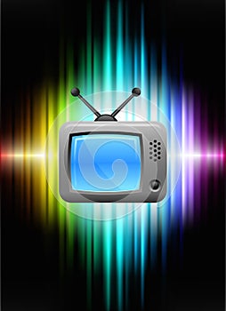 Television on Abstract Spectrum Background