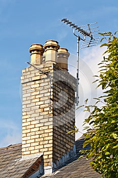 Television aerials on chimney