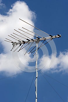 Television antenna with blue sky