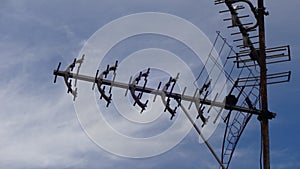 television antenna installed on the roof of the house